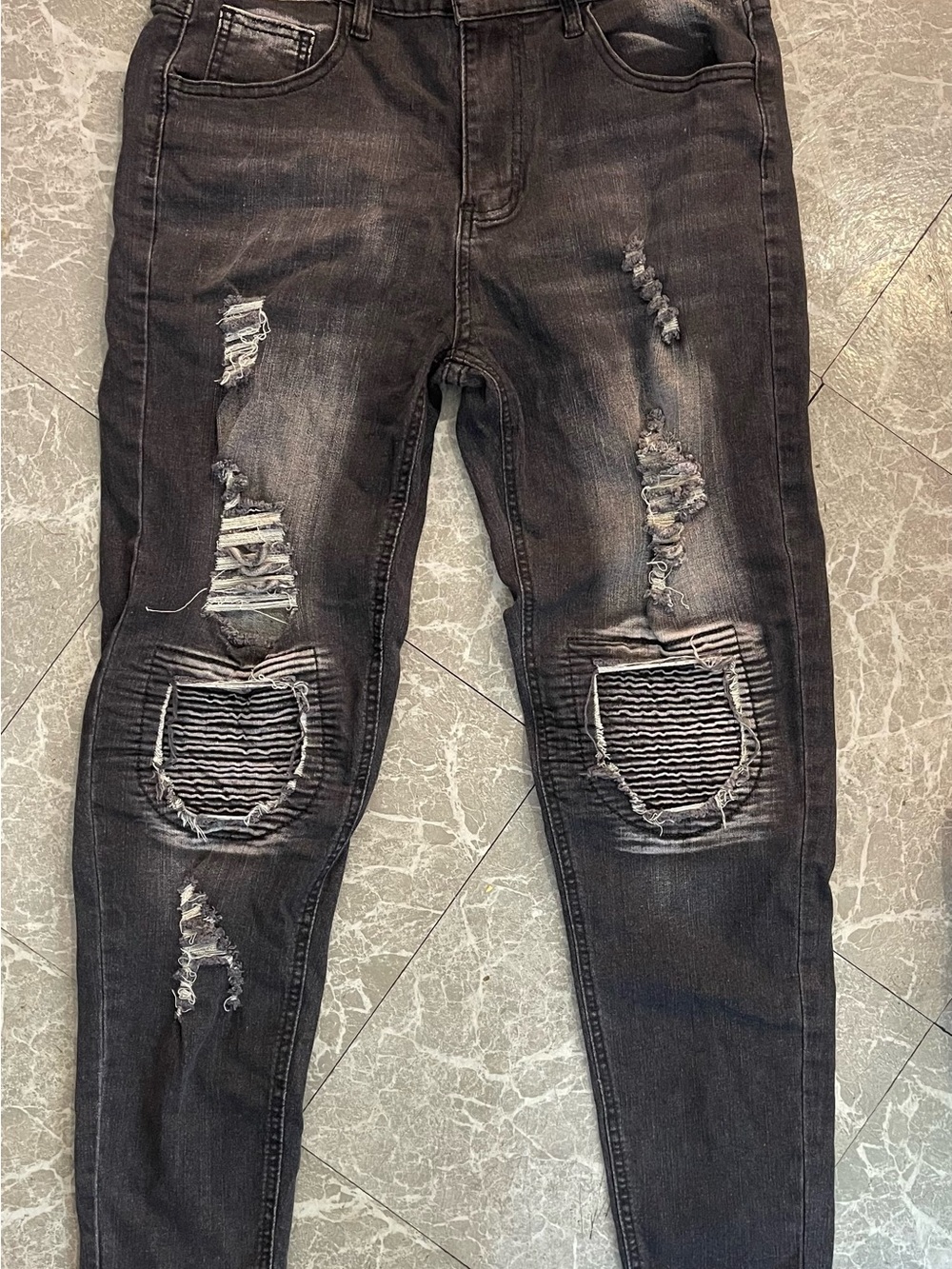 NFINITY Black Distressed Skinny Jeans